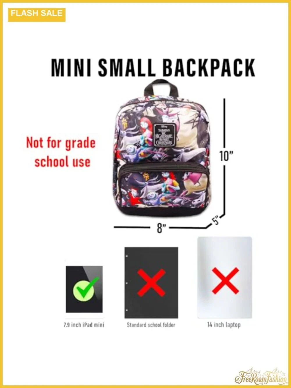 Disney Nightmare Before Christmas Mini Backpack Canvas Purse Shoulder Bag Travel